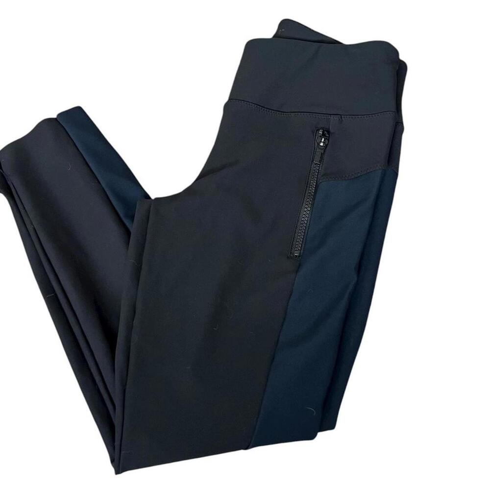 Athleta Stellar Tight Leggings with zipper pocket detail - Black/Navy Small - Picture 4 of 5